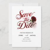 Moderne Hochzeit der Rote Rose Save The Date (Vorderseite)