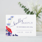 Moderne Hochzeit der Seestreitkräfte mit blauer El RSVP Karte (Stehend Vorderseite)