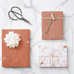 Moderne Hochzeit der Terracotta Floral Geschenkpapier Set