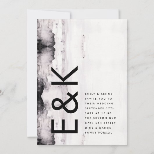 Moderne Hochzeit der Tintenkunst Einladung (Vorderseite)