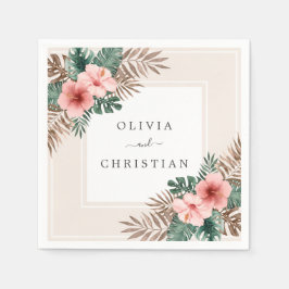 Moderne Hochzeit der tropischen Flora Boho Serviette