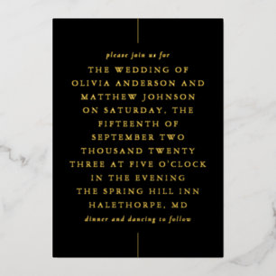 Moderne Hochzeit der Typografie aus Schwarzwald Folieneinladung