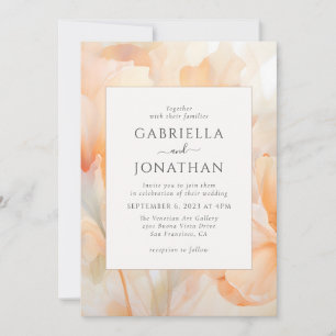 Moderne Hochzeit der Wasserfarben Peach Floral Einladung