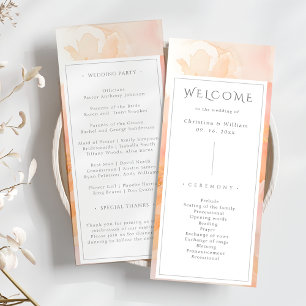 Moderne Hochzeit der Wasserfarben Peach Floral Programm
