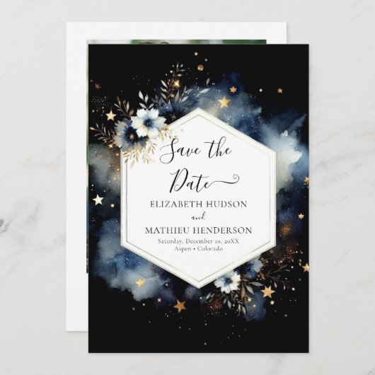 Moderne Hochzeit der Wasserfarben Save The Date (Vorne/Hinten)