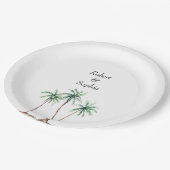 Moderne Hochzeit der Wasserfarbenpalme Pappteller (Schrägansicht)