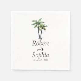 Moderne Hochzeit der Wasserfarbenpalme Serviette