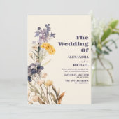Moderne Hochzeit der Wildblume Einladung (Stehend Vorderseite)