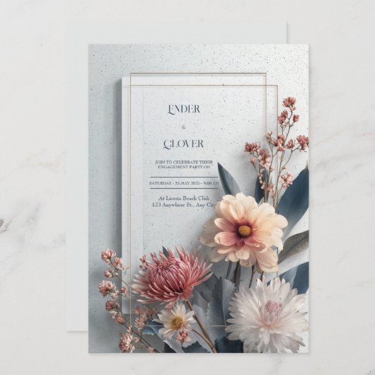 Moderne Hochzeit der Wildblume Einladung (Vorne/Hinten)