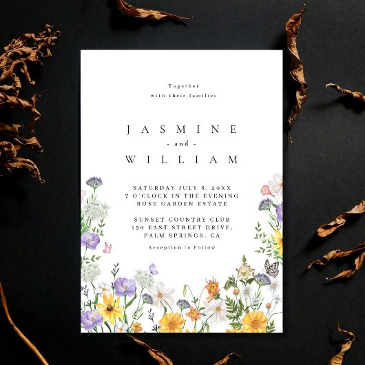 Moderne Hochzeit der Wildblume Einladung