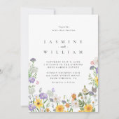 Moderne Hochzeit der Wildblume Einladung (Vorderseite)