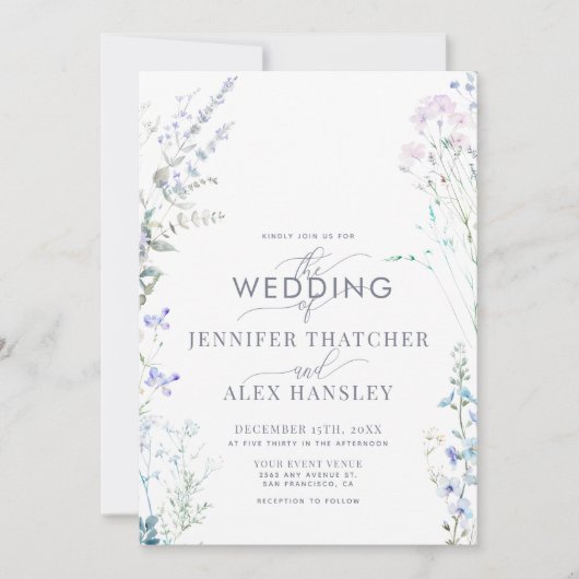 Moderne Hochzeit der Wildblume Einladung (Vorderseite)