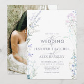 Moderne Hochzeit der Wildblume Einladung (Vorne/Hinten)