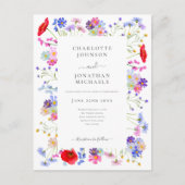 Moderne Hochzeit der Wildblume Einladungspostkarte (Vorderseite)