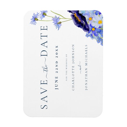 Moderne Hochzeit der Wildblume Magnet (Vertikal)