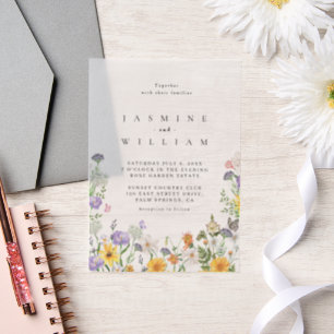 Moderne Hochzeit der Wildblume Pergament Einladungen