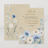 Moderne Hochzeit der Wildblume RSVP Karte (Vorne/Hinten)