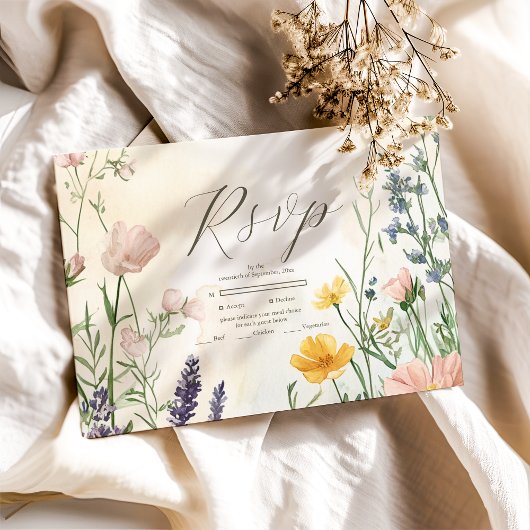 Moderne Hochzeit der Wildblume RSVP Karte