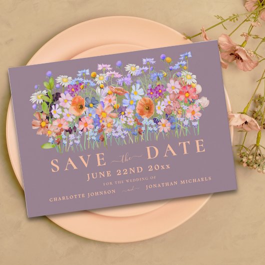 Moderne Hochzeit der Wildblume Save The Date