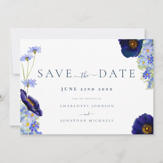 Moderne Hochzeit der Wildblume Save The Date (Vorderseite)