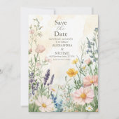 Moderne Hochzeit der Wildblume Save The Date (Vorderseite)