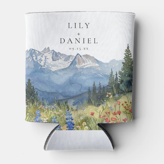 Moderne Hochzeit der Wildblume Watercolor Dosenkühler (Vorderseite)