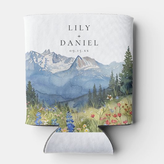 Moderne Hochzeit der Wildblume Watercolor Dosenkühler (Rückseite)