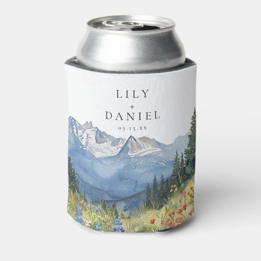 Moderne Hochzeit der Wildblume Watercolor Dosenkühler (Kanne Rückseite)