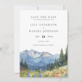 Moderne Hochzeit der Wildblume Watercolor Save The Date (Vorderseite)