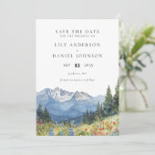 Moderne Hochzeit der Wildblume Watercolor Save The Date (Stehend Vorderseite)