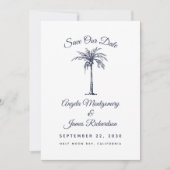Moderne Hochzeit des Blue Palm Beach Save the Date (Vorderseite)