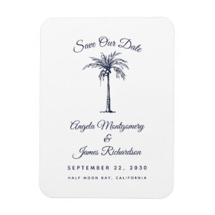 Moderne Hochzeit des Blue Palm Beach Save the Date Magnet