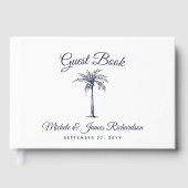 Moderne Hochzeit des Blue Palm Tropical Beach Gästebuch (Vorderseite)