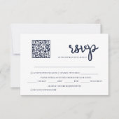 Moderne Hochzeit des Blue QR Code RSVP Karte (Vorderseite)