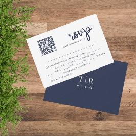 Moderne Hochzeit des Blue QR Code RSVP Karte