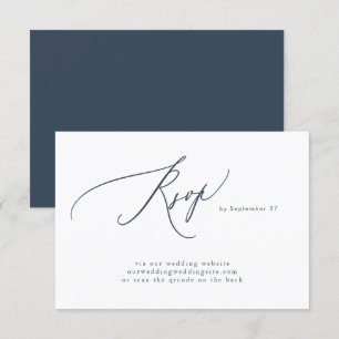 Moderne Hochzeit des Blue White Simple QR Code RSVP Karte