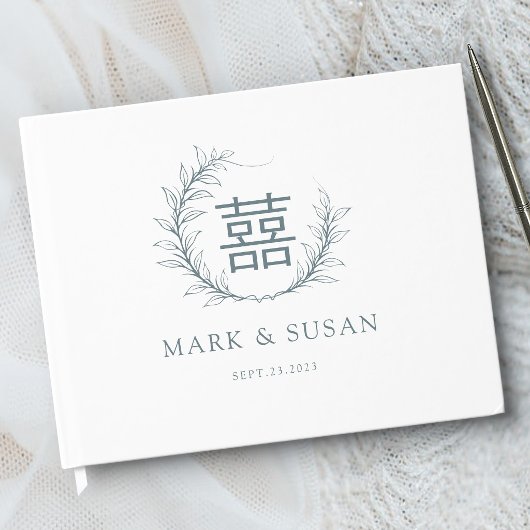 Moderne Hochzeit des chinesischen Doppelglücks Gästebuch