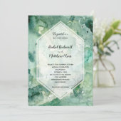 Moderne Hochzeit des grünen Wassers Einladung (Stehend Vorderseite)