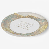 Moderne Hochzeit des irrisierenden Glitzer Pappteller (Schrägansicht)