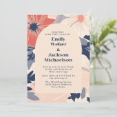 Moderne Hochzeit des Korallenriff Einladung (Stehend Vorderseite)