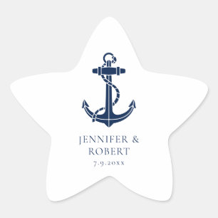 Moderne Hochzeit des Nautical Anchor Beach Stern-Aufkleber