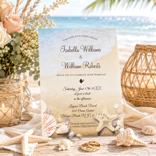 Moderne Hochzeit des tropischen Strandes Einladung