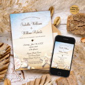 Moderne Hochzeit des tropischen Strandes Einladung