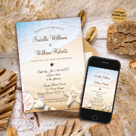 Moderne Hochzeit des tropischen Strandes Einladung