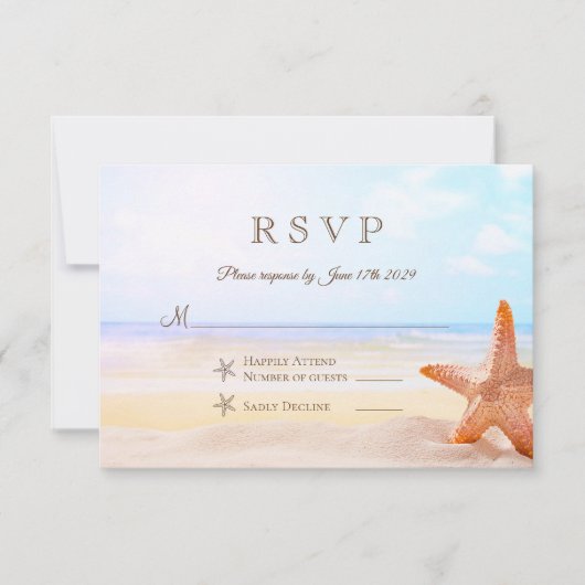 Moderne Hochzeit des tropischen Strandes RSVP Karte (Vorderseite)
