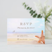 Moderne Hochzeit des tropischen Strandes RSVP Karte (Stehend Vorderseite)