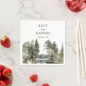 Moderne Hochzeit des Waldes im Wasserfarbensee Serviette (Beispiel)