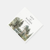 Moderne Hochzeit des Waldes im Wasserfarbensee Serviette (Ecke)