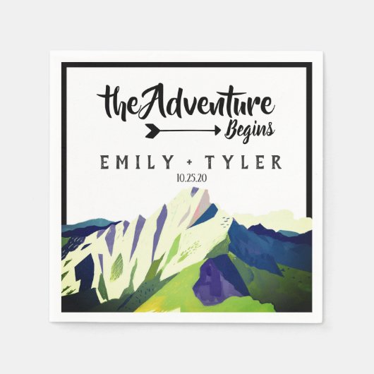 Moderne Hochzeit des Waldes in den Bergen Serviette (Vorderseite)