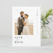 Moderne Hochzeit des White Beach Destination Foto Save The Date (Stehend Vorderseite)
